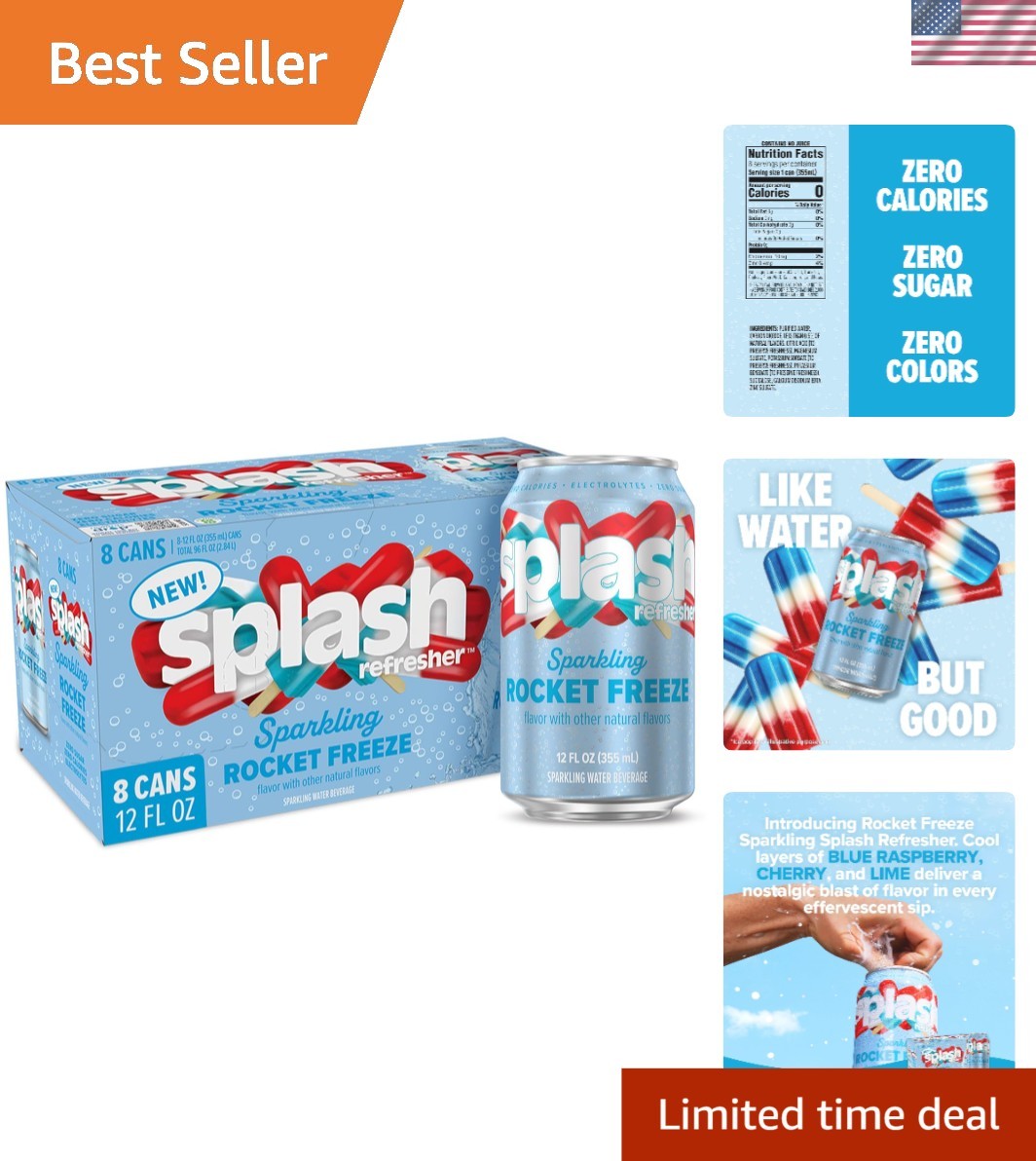Delightful Rocket Freeze Sparkling Water - 8 Pack, 12 Fl Oz Cans, Zero Calories gallery