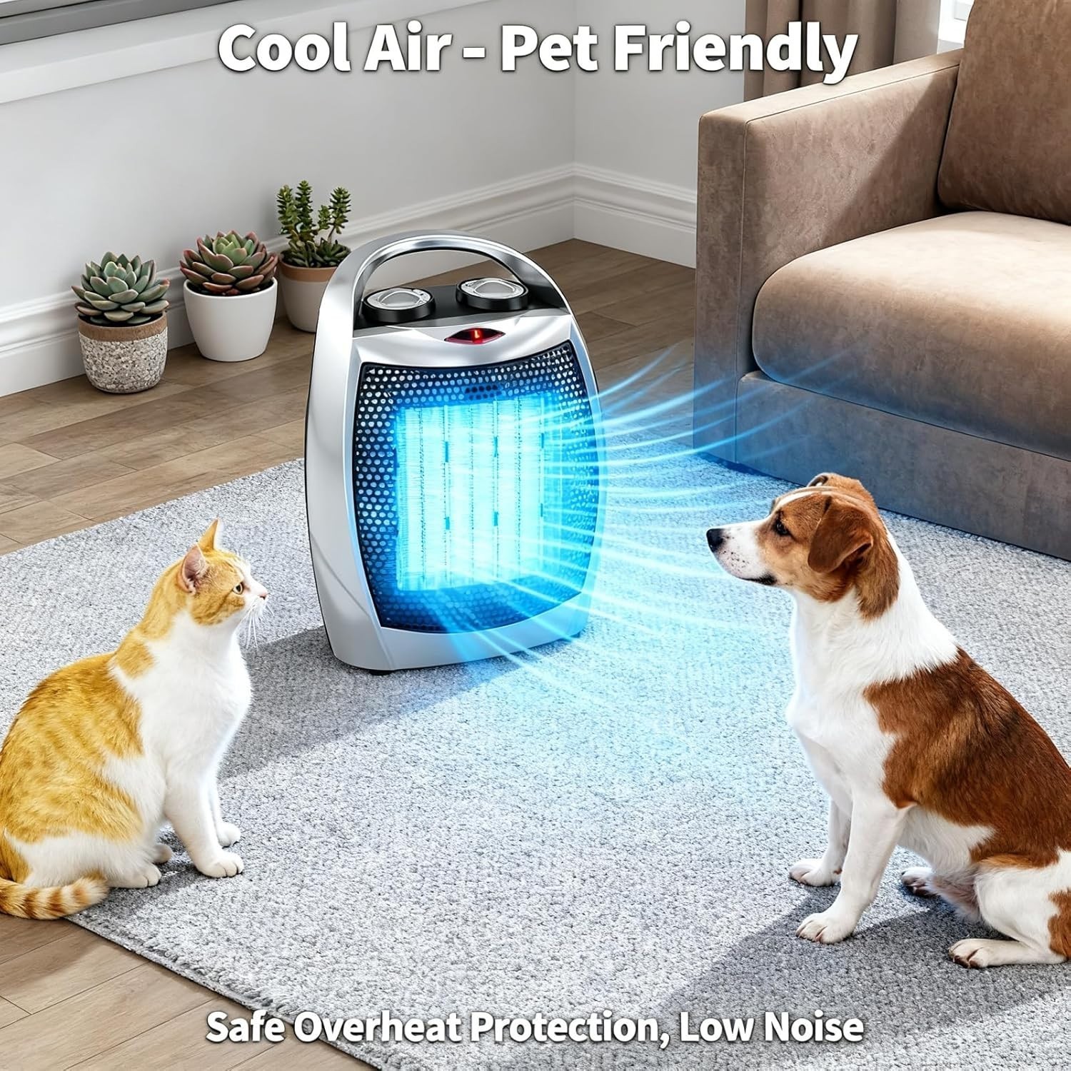 Portable Electric Space Heater with Thermostat, 1500W/750W Safe and Quiet Cerami gallery
