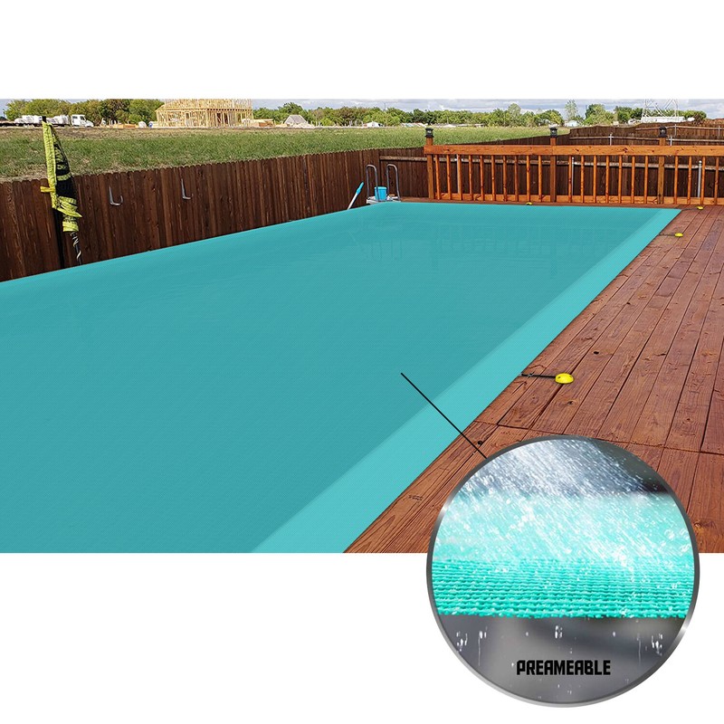 Inground Swimming Pool Cover Rectangle Frame Winter Pool Cover Safety Turquoise gallery