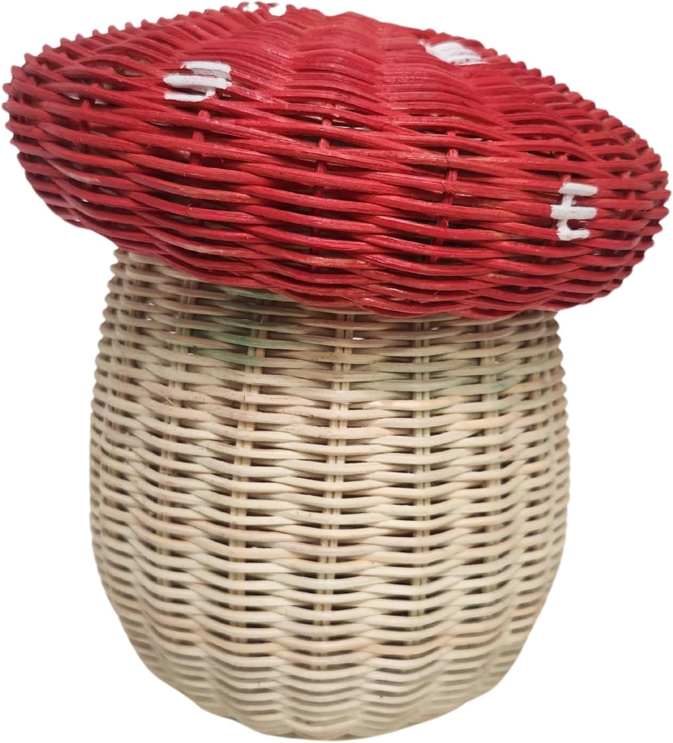 Handmade Rattan Weave MUSHROOM MARIO Forest Enchanted Gift Kids Room Nest Basket gallery