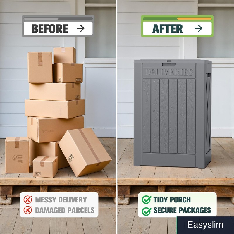 52 Gallon Lockable Package Delivery Box, Weatherproof Outdoor Storage, Gray gallery