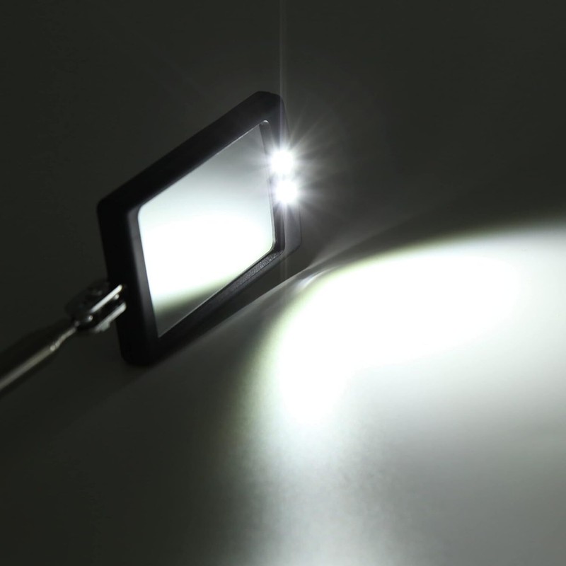 Inspection Mirror LED Lighted Mechanic Telescoping illuminate Swivel Extendable gallery