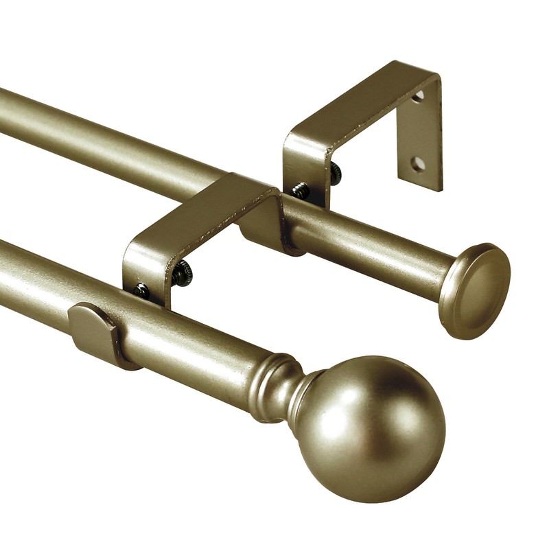 5/8" Ball Adjustable Double Drapery Curtain Rod Set, 28”-48“/ 48”-84“/ 84”-120” gallery
