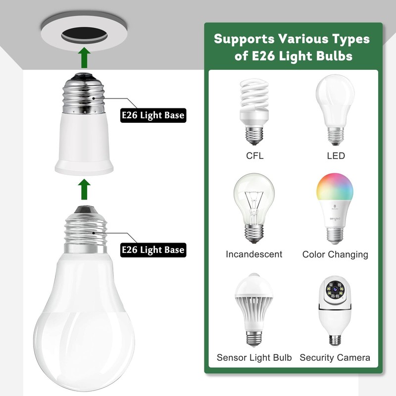 Light Socket Extender,E26 to E26 Medium Screw Bulb Socket Extension gallery