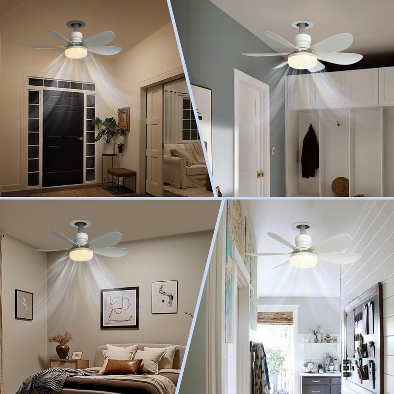 Dimmable Socket Fan Light, 20.5IN Remote Control Combo for Garage, Kitchen, Room gallery