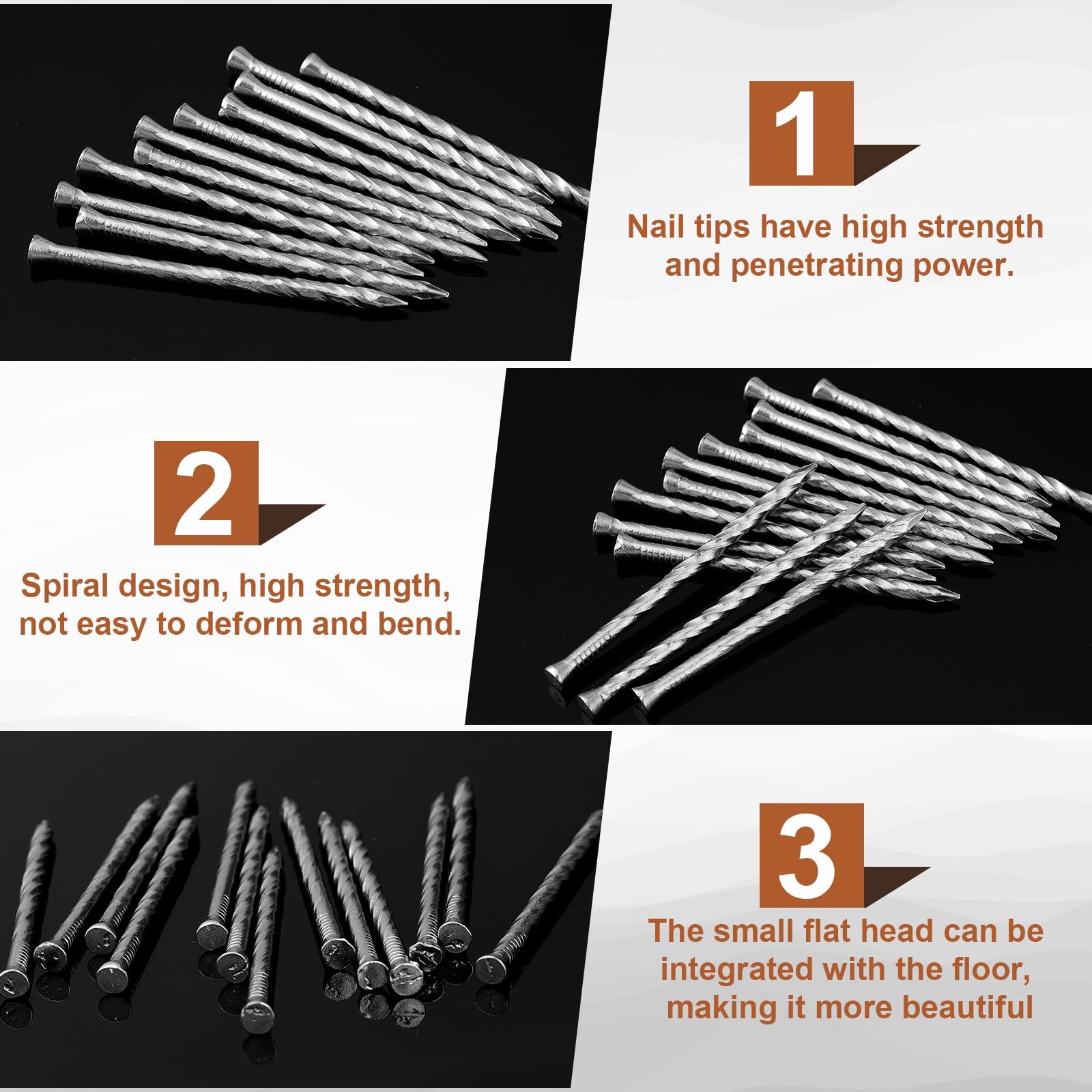 Tandefio 2 Pounds Hardened Flooring Nails 304 Stainless Steel 2-1/4 Inches Sp... gallery