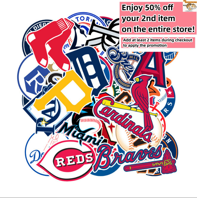 30 Pcs Stickers MLB All 30 Teams LOGO Baseball Luggage Laptop Skateboard Car gallery