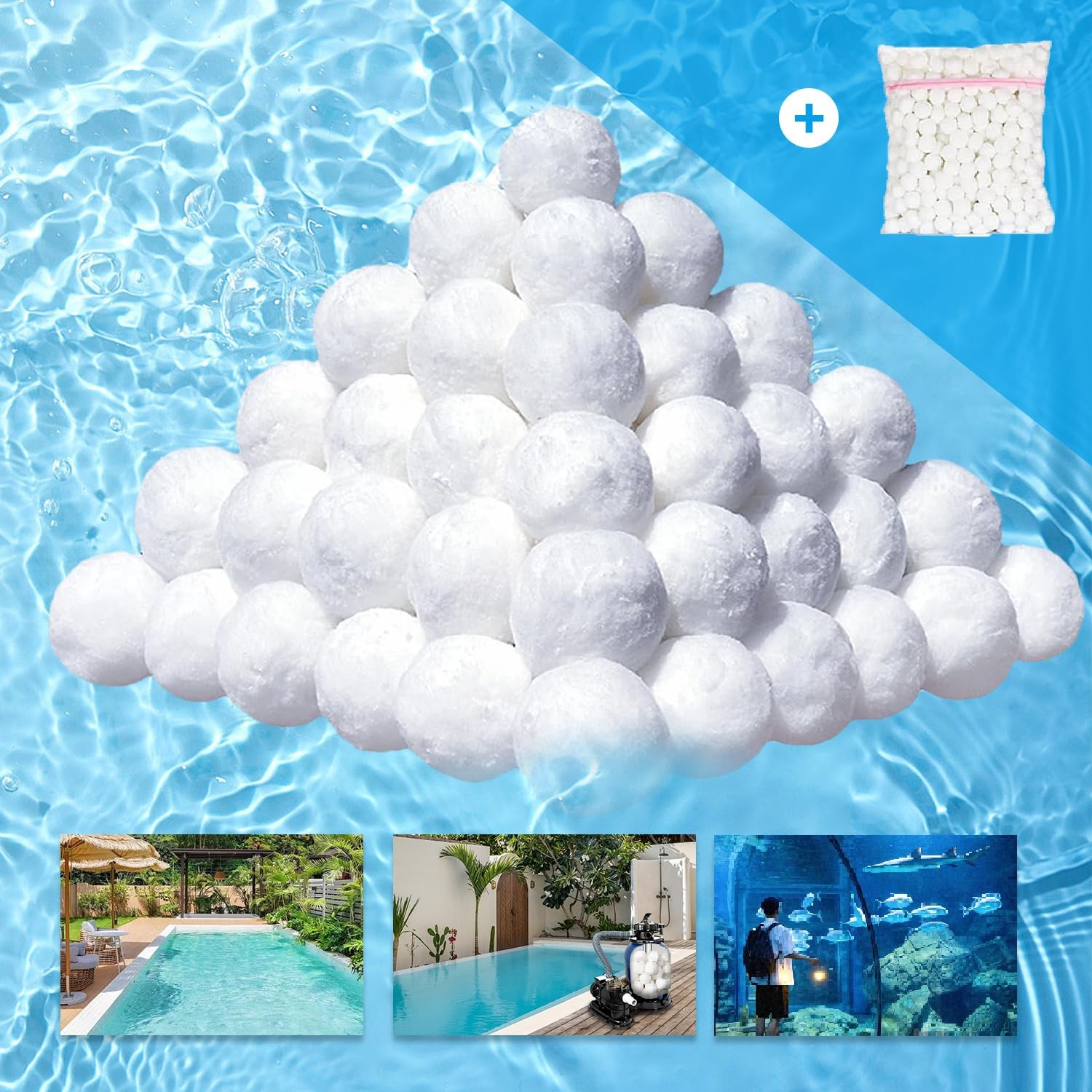 5 Lbs Pool Filter Balls for Sand Filter, Reusable Eco-Friendly white gallery