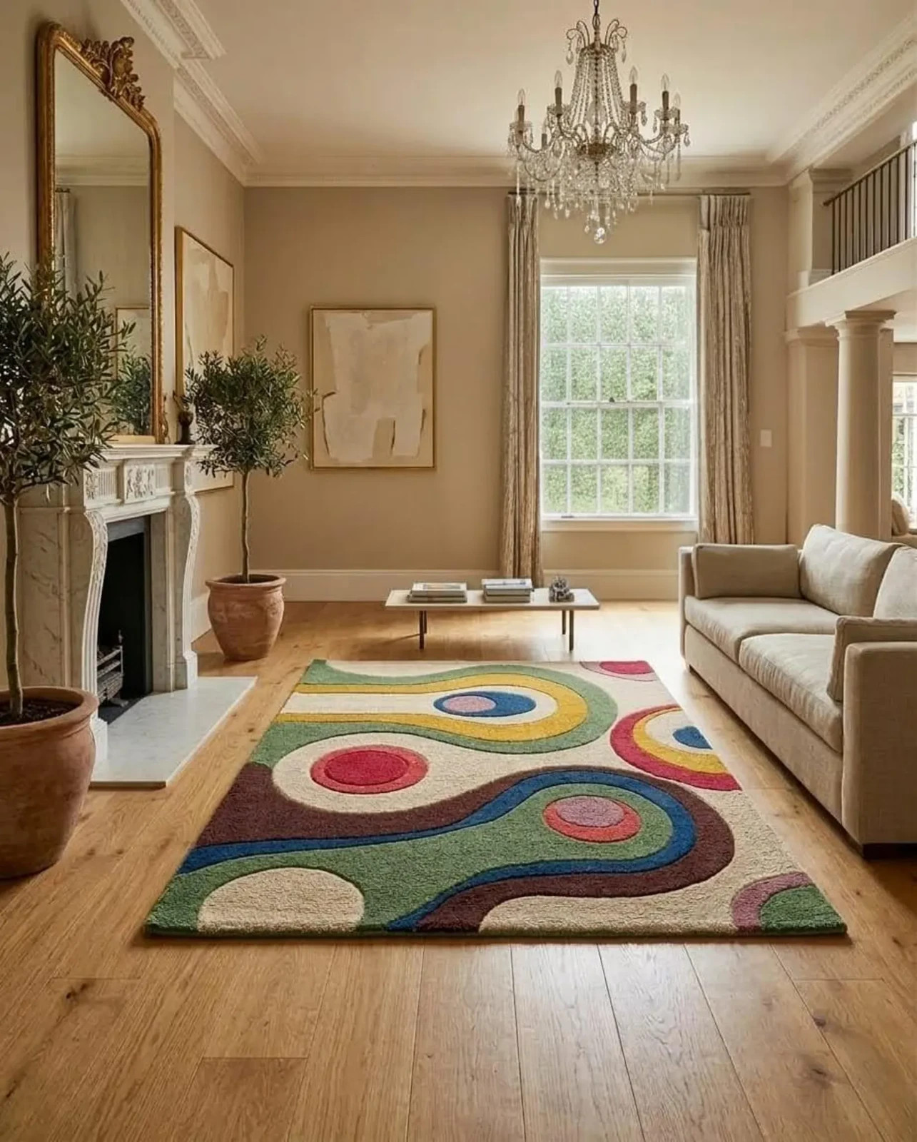 Colorful Abstract Area Rug: Modern Geometric Mid Century Style Floor Decor gallery