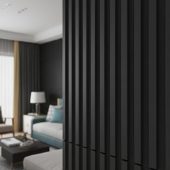 Versatile Black PVC 3D Slat Wall Panel Pack – 12 Tiles, 32 Sq.Ft. Coverage