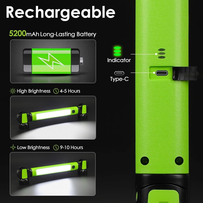 Work Light, 2500LM Bright LED Work Lights, 5200mAh Rechargeable Magnetic Underho gallery