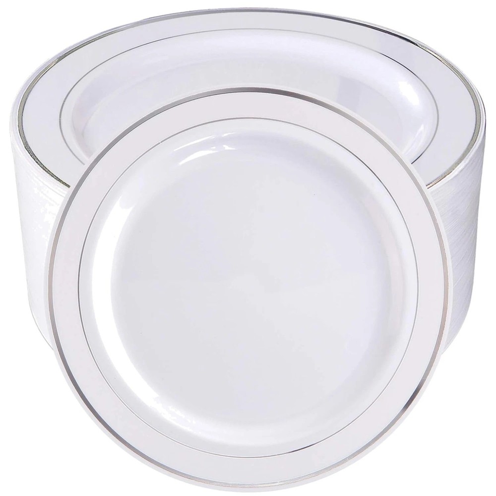 High-Quality Silver Plastic Plates - 10.25inch - 100 Count