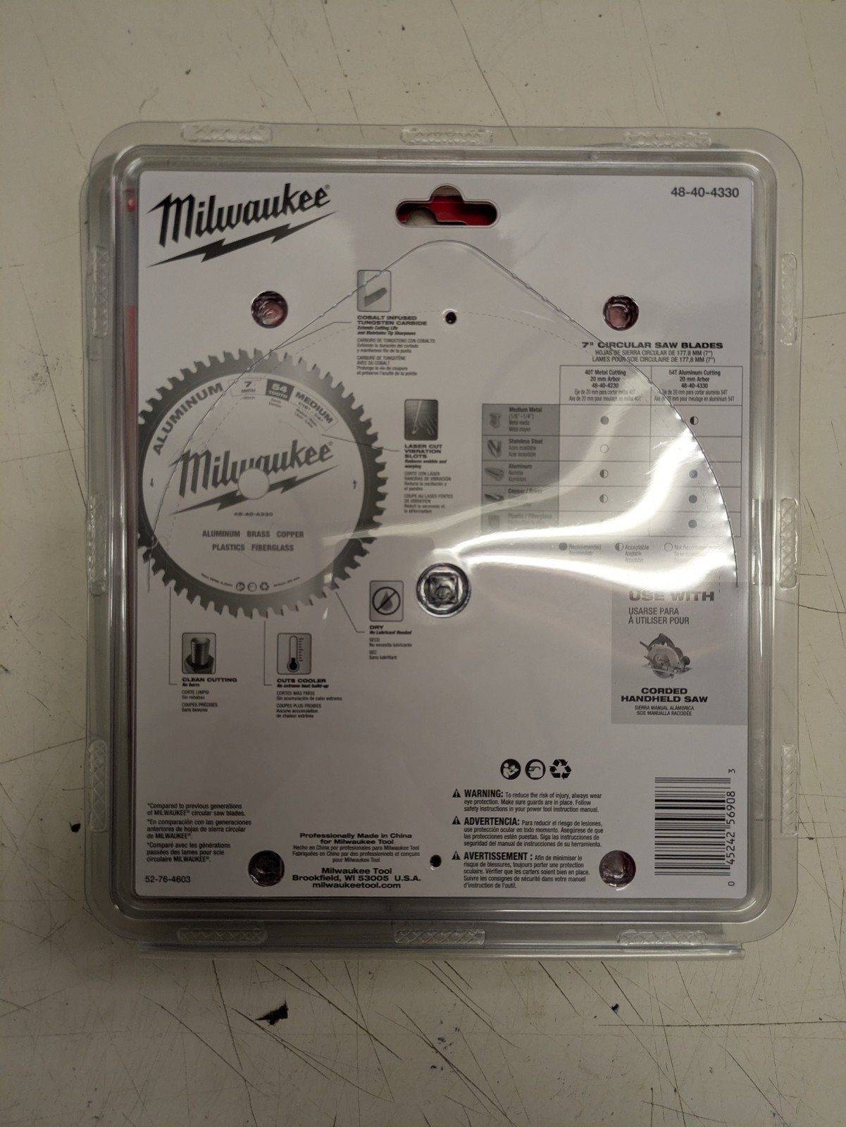 Milwaukee 7-in 54 Tooth Aluminum Cutting Circular Saw Blade 48-40-4330 gallery