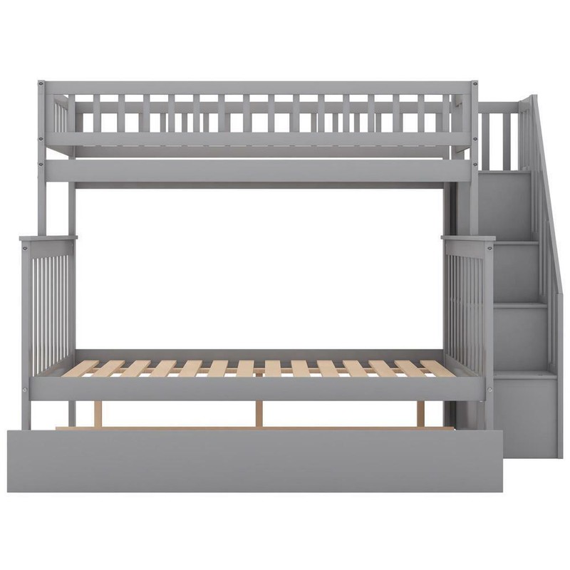 Twin Size Upper Bed and Full Size Lower Bed w/ Trundle Safety for Kids Children gallery