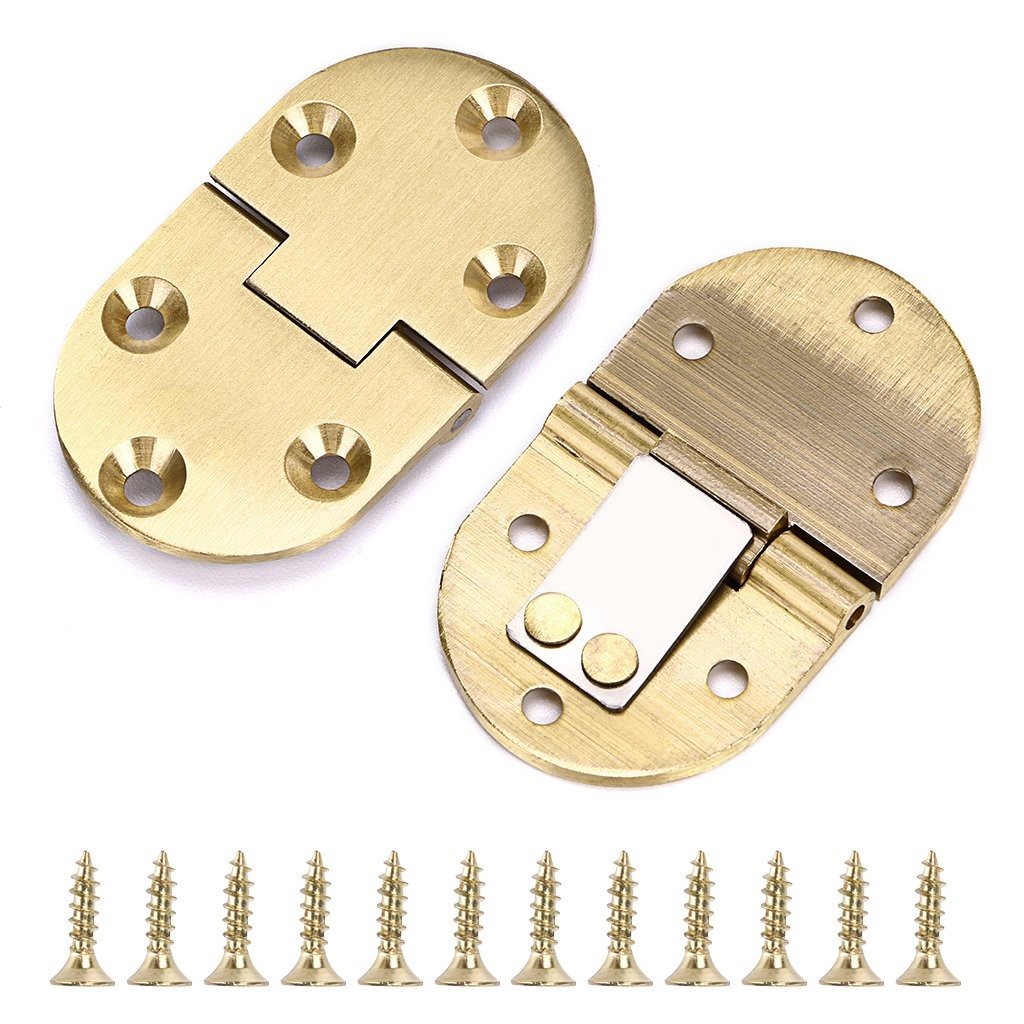 2 Pack 90 Degree Flip Top Hinges Solid Brass For Folding Tables 55Lb Capacity gallery