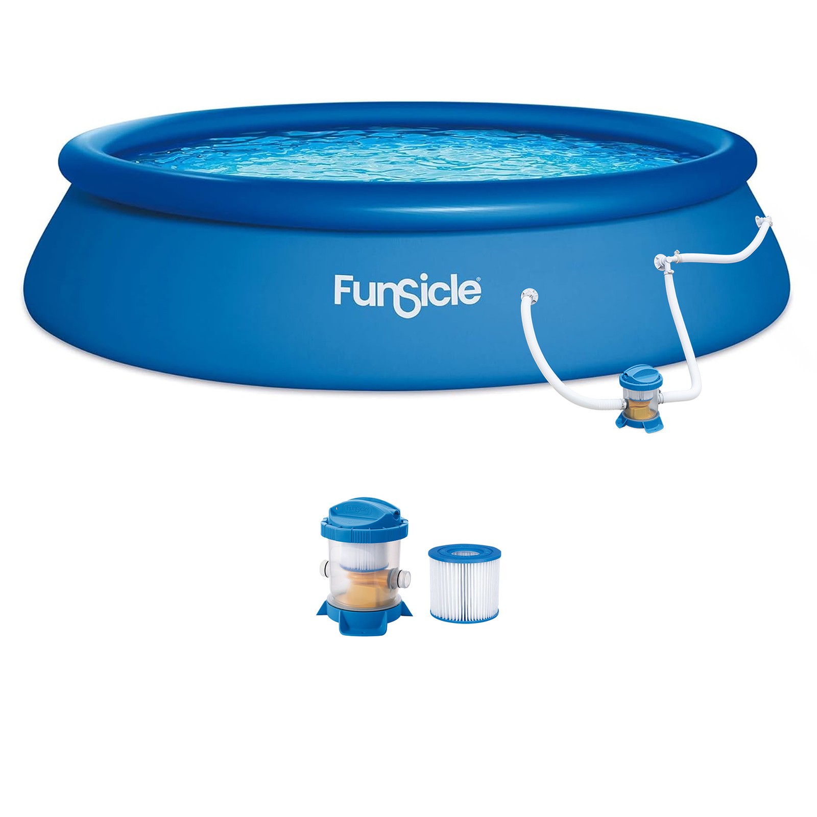 Funsicle 15' x 36" QuickSet Inflatable Ring Top Outdoor Above Ground Pool w/Pump gallery