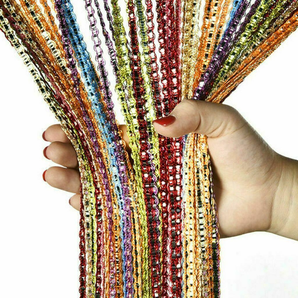Curtain Beads Room Divider Crystal Tassel Fringe Beaded Window Panel String Door gallery