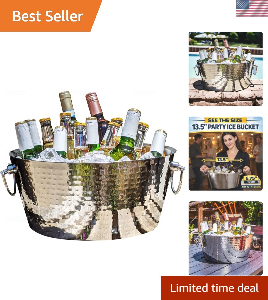 High-Quality 12-Quart Ice Bucket - Rust-Resistant Beverage Tub for Gatherings gallery