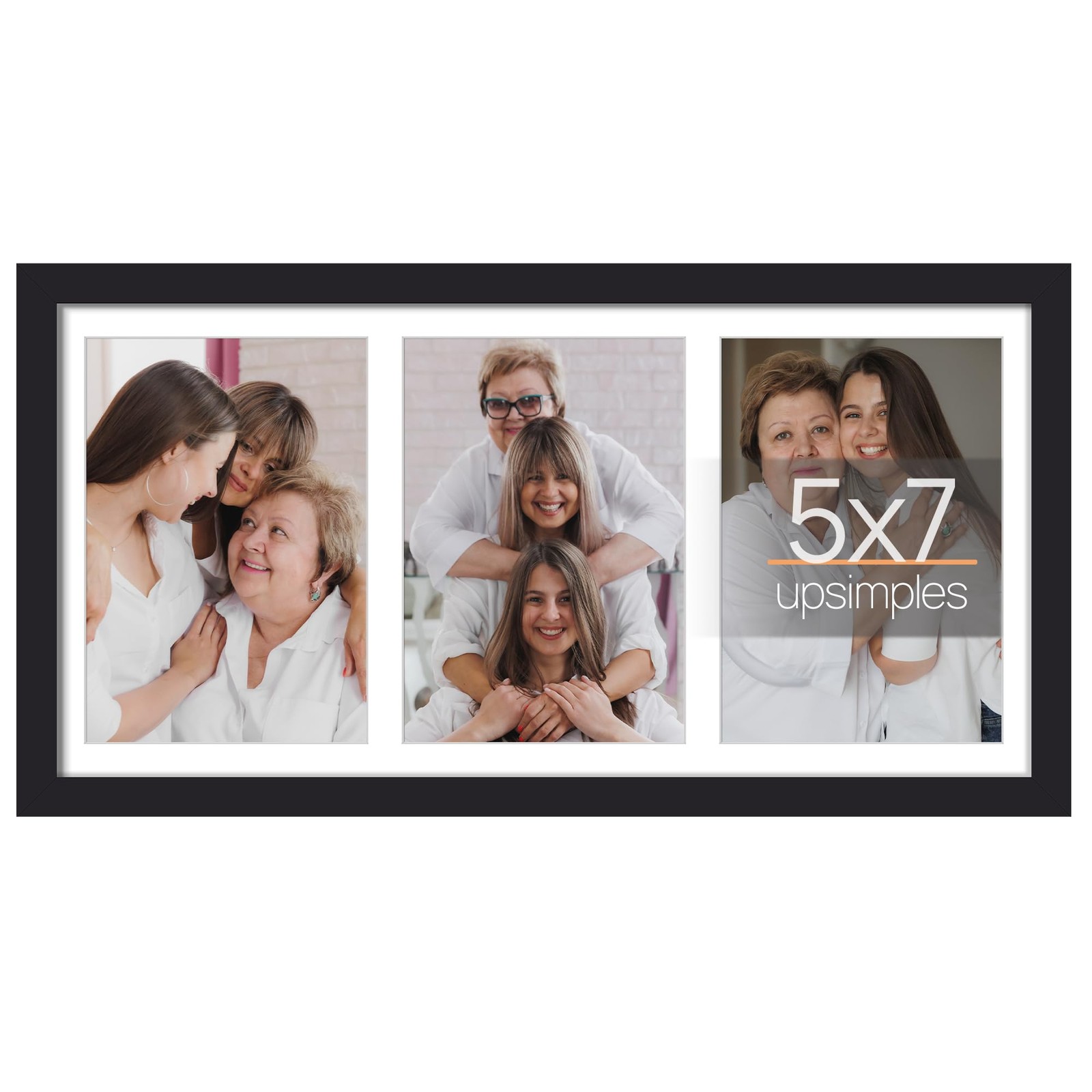 8x16 Collage Picture Frame, Display Pictures 3 5x7 with Mat or 8x16 Without M... gallery