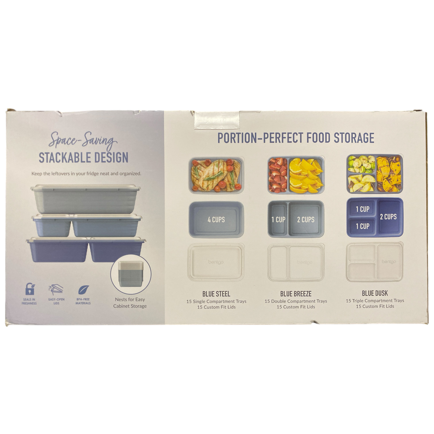 Bentgo 90 Piece BPA Free Portion Control Meal Prep Set with Lids (Blue Mist) gallery