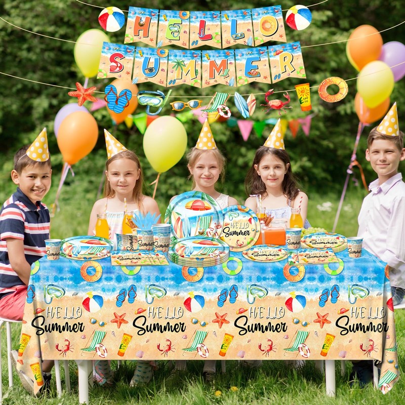 Hello Summer Party Decorations-142Pcs Beach Pool Party Paper Plates and Napki... gallery