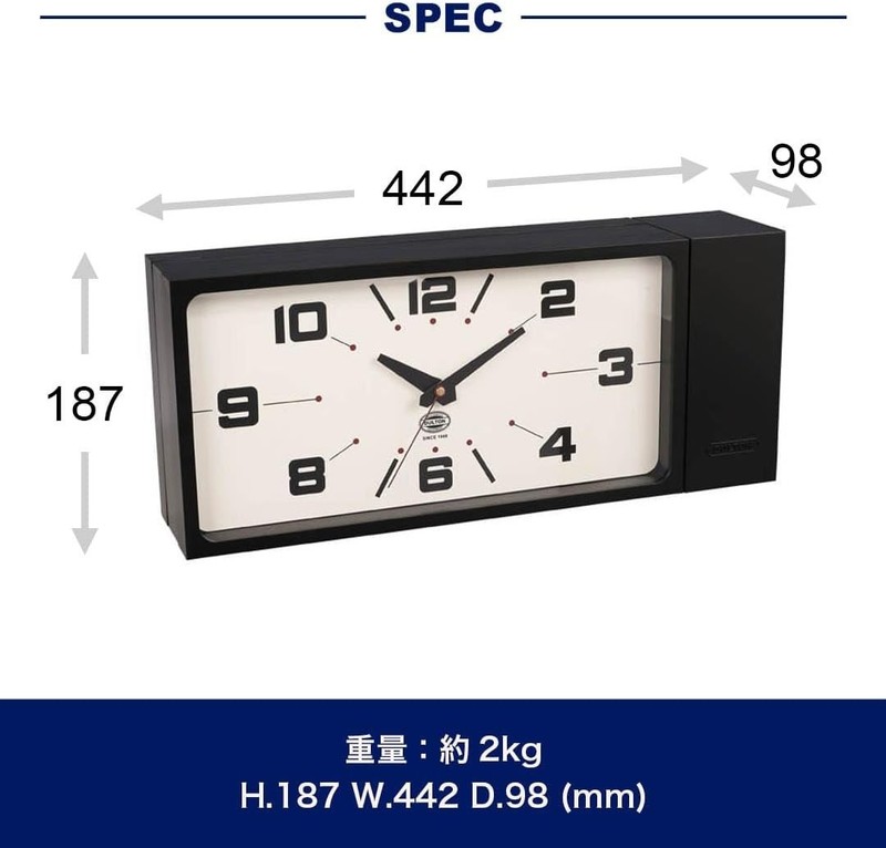 Dulton Double Face Wall Clock H21-0362BK Black Rectangle Magnet Type Japan gallery