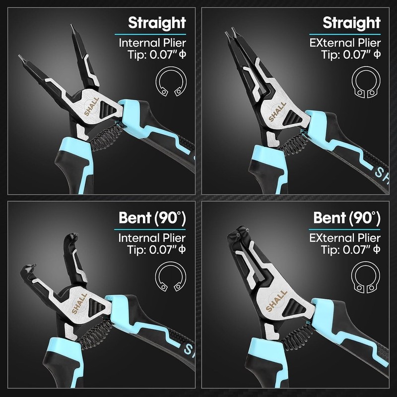 SHALL Snap Ring Pliers Set, 4PCS Heavy Duty 7 " Internal External Circlip Pliers gallery