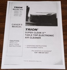 TRION TABLE TOP ELECTRONIC AIR CLEANER MANUAL 442501-001 101 003 007