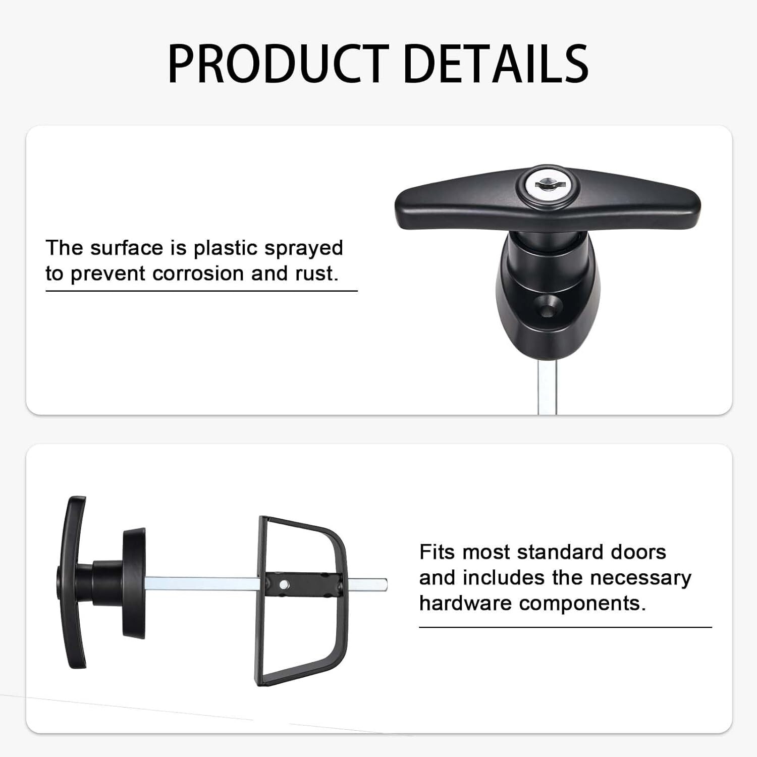 Shed Door T-Handle Lock Kit Replacement w/ 4 Keys & Tools fit Gate, Barn, Garage gallery