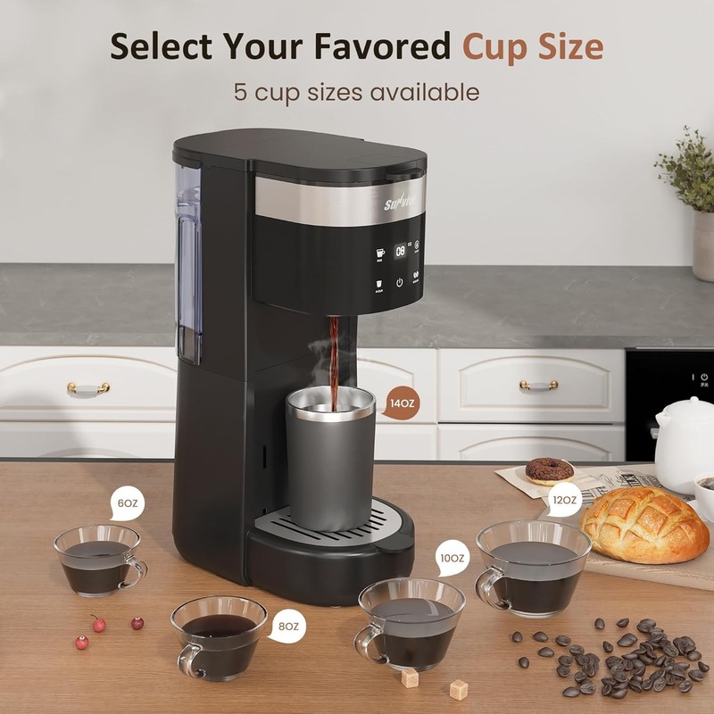 Sunvivi Single Serve Coffee Maker, 30oz Removable Water Reservoir, Black gallery