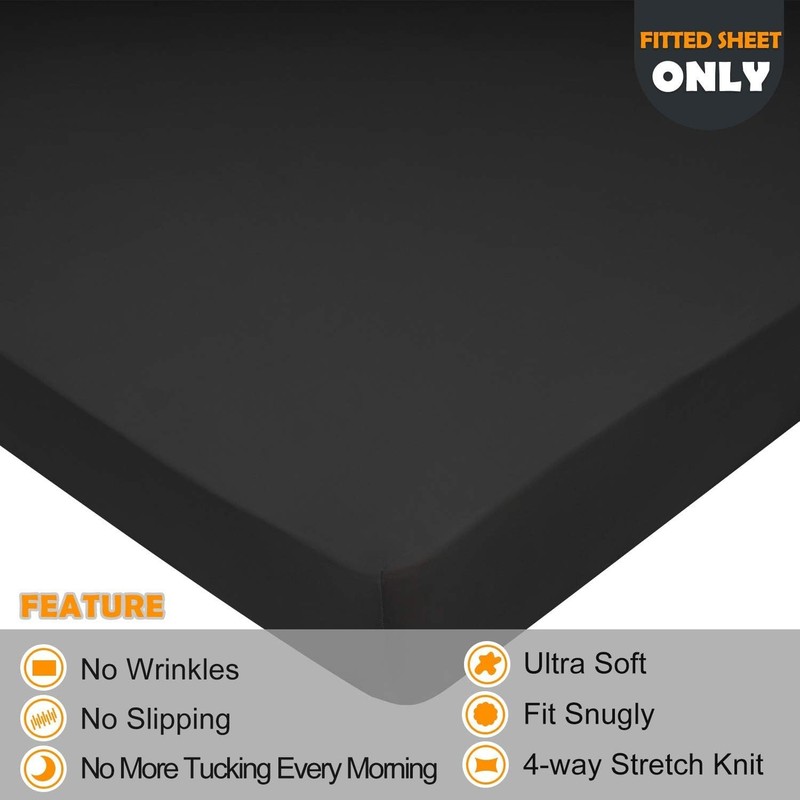 Ultimate Comfort Stretch King Fitted Sheet - Secure Fit & T-Shirt Soft Fabric gallery