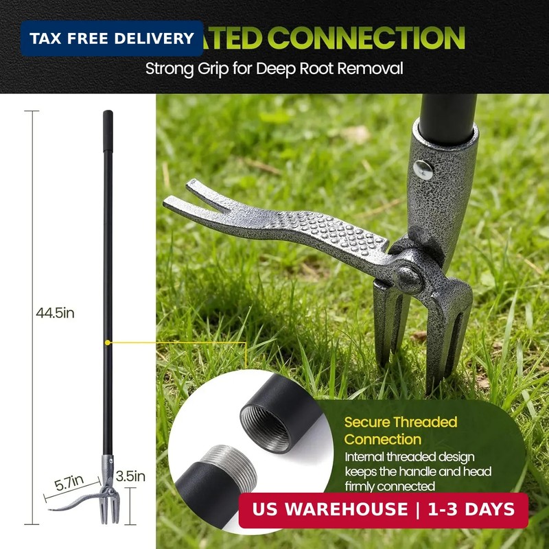 Weed Puller, Stand Up Weed Puller Tool with Steel Long Handle, 4 Claw Steel Head gallery