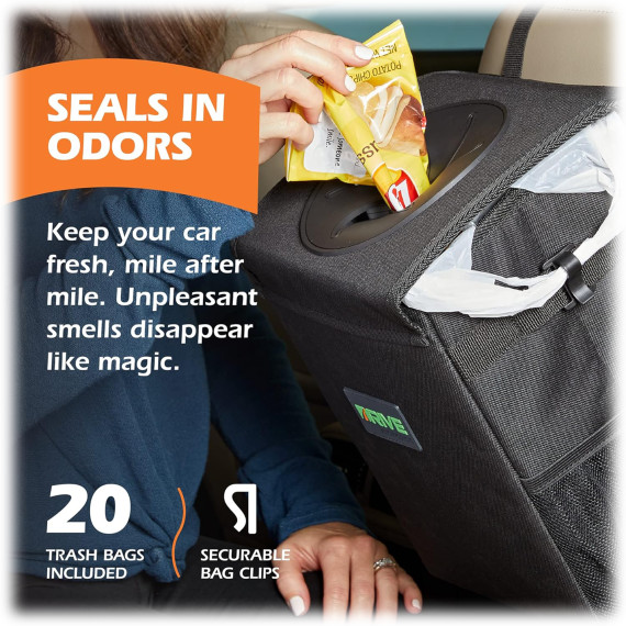 Drive Auto Car Trash Can - Collapsible, Leakproof Garbage Bin with 20 Trash B... gallery