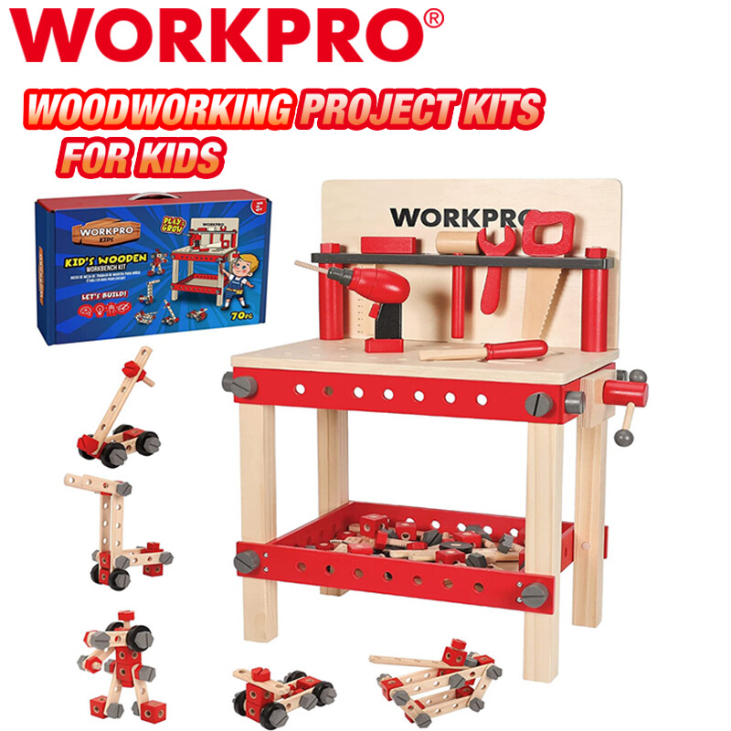 WORKPRO Wooden Workbench Kit Kids Tool Bench Building Toy Set Gift for Toddlers gallery