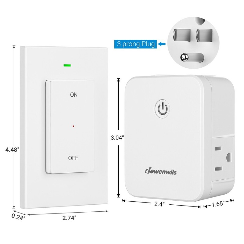 DEWENWILS Remote Control Outlet, Wireless Light Switch with 2 Side Outlets gallery