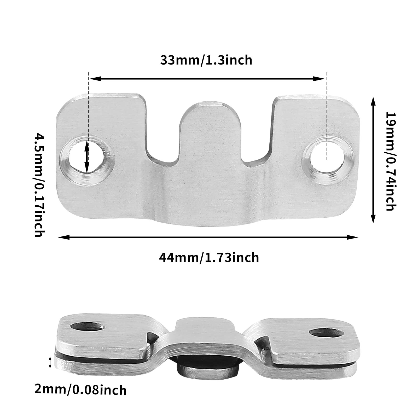 6 Pairs Flush Mount Bracket, 44 x 19mm Stainless Steel Wall Mount Bracket, Re... gallery