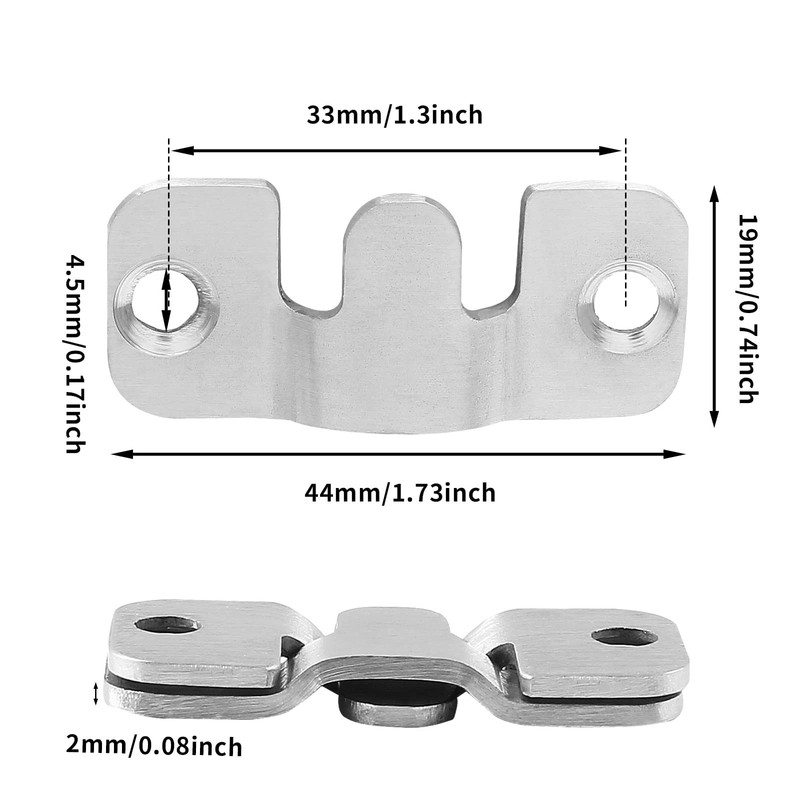 6 Pairs Flush Mount Bracket, 44 x 19mm Stainless Steel Wall Mount Bracket, Re... gallery