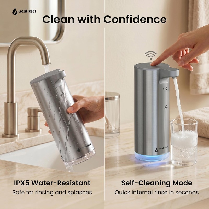 GentleJet EasyFoam Touchless Foam Soap Dispenser USB-C Stainless 280ml gallery