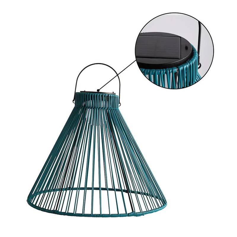VivaTerra Lanterns - Large Solar Hanging Pendant Light - Teal Green gallery