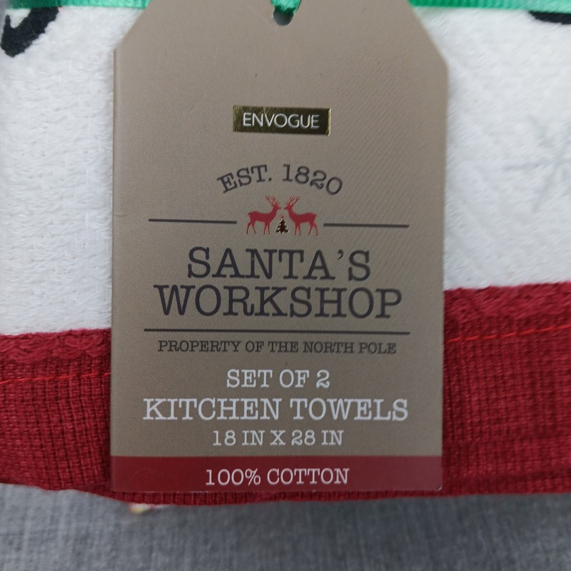 Envogue Santas Workshop Christmas Tree Kitchen Towels Oversized 18x28in Cotton gallery