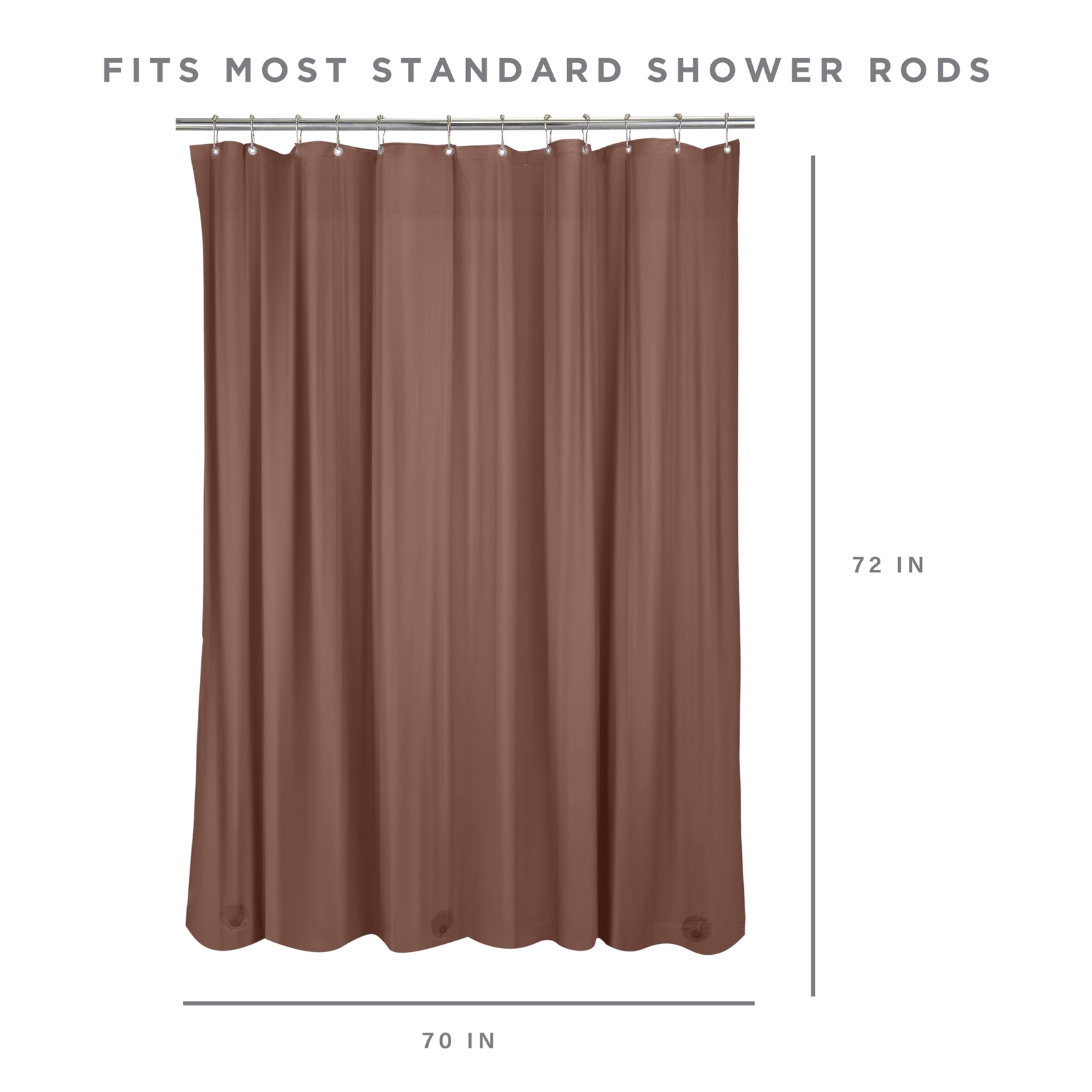 PVC Heavy Shower Curtain Liner 12 Rust Resistant Metal 3 Weighted Magnet Brown gallery