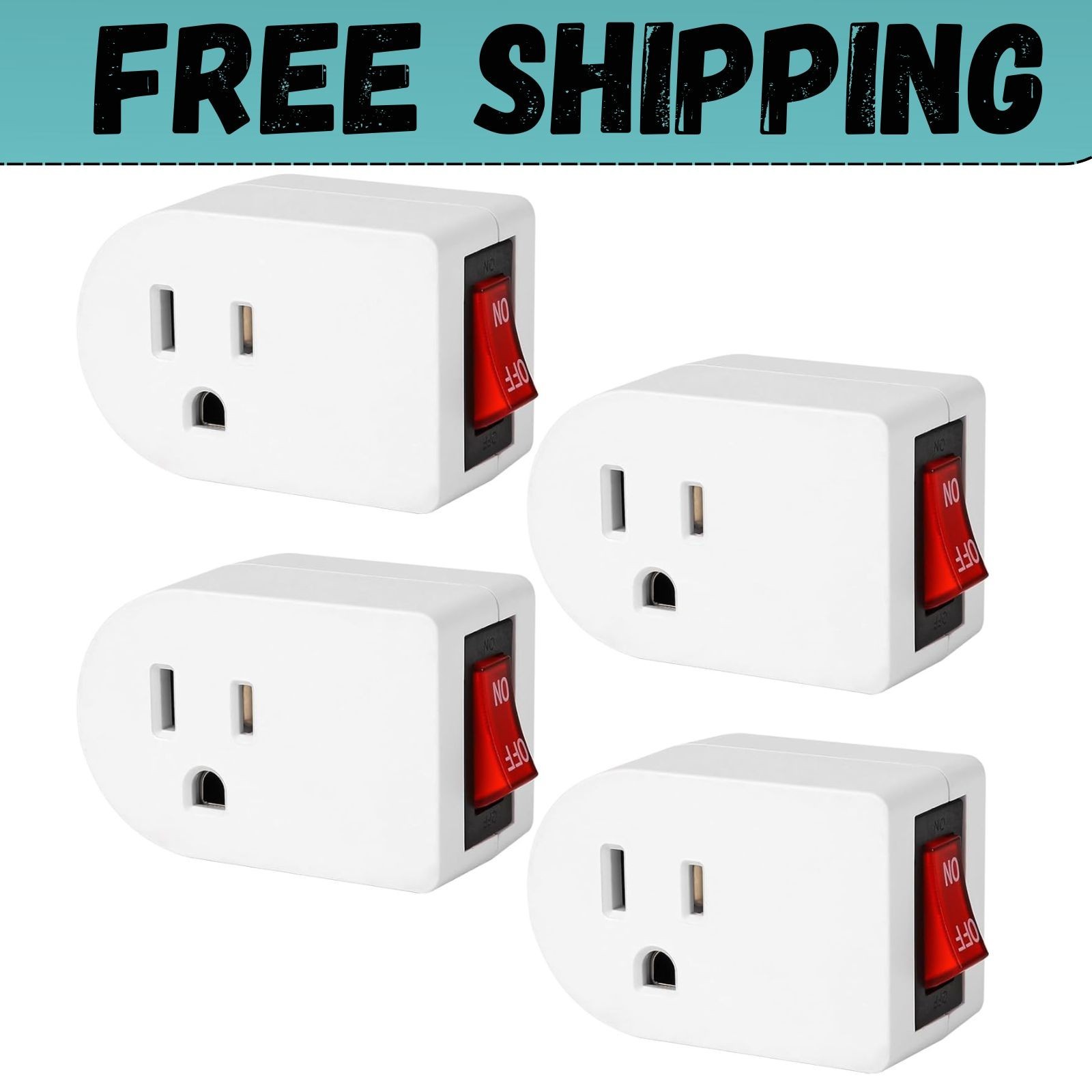 Grounded Outlet with on off Switch (4 Pack), Single Power Adapter Outlet 15A 187 gallery