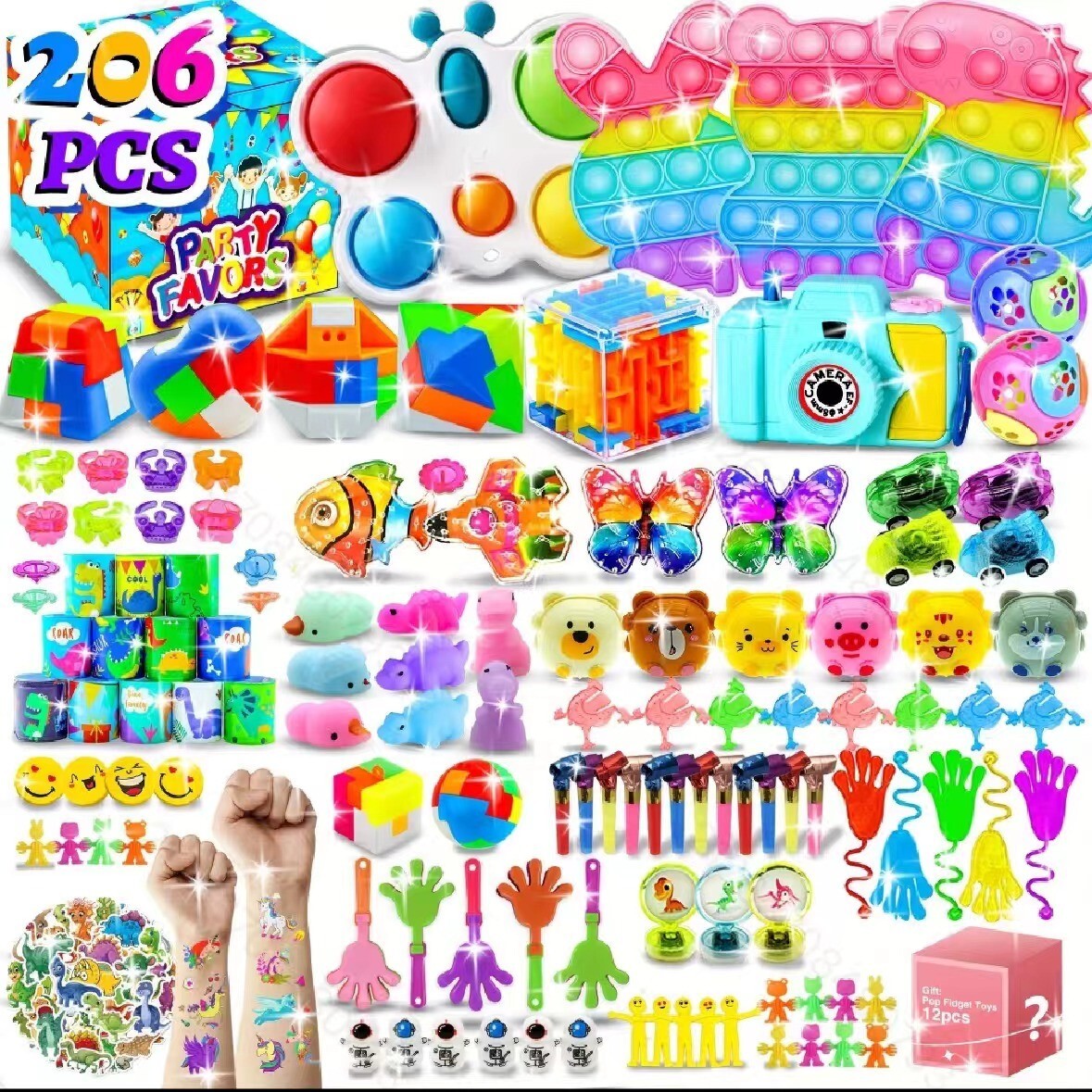 Mega Fidget Toy Assortment 206 Pcs Pop Tubes Sensory Toys Party Favors Kids Gift gallery