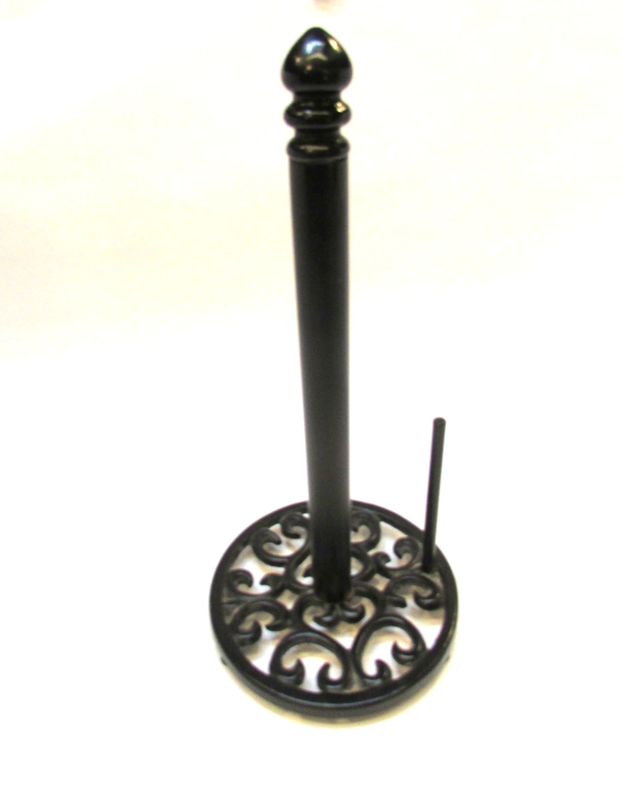Black Cast Iron Base Steel Pole 13+" Tall Standing Vertical Paper Towel Holder A gallery