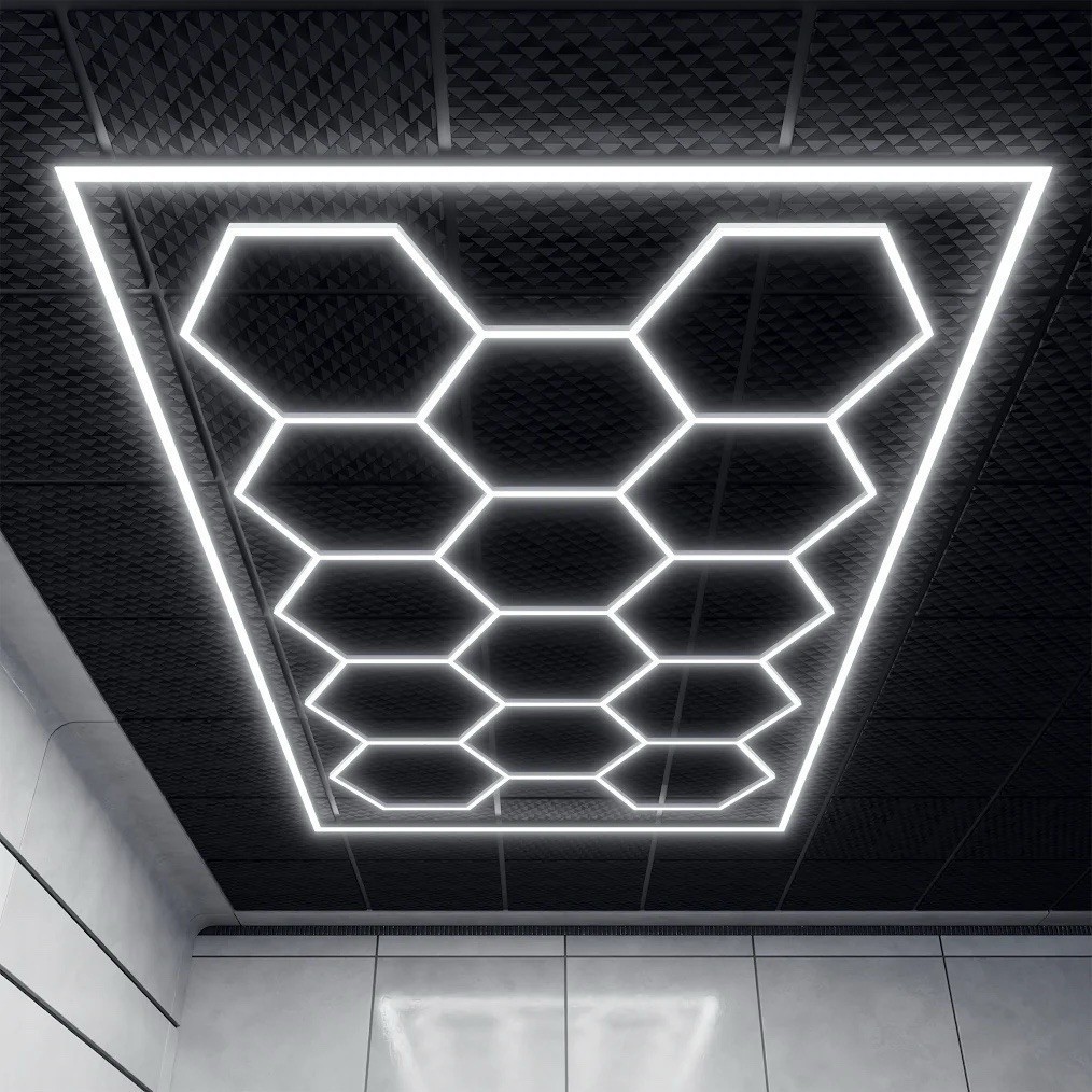 14 Hexagon LED Lighting Detailing Garage Workshop Car Retail Barber with Border gallery