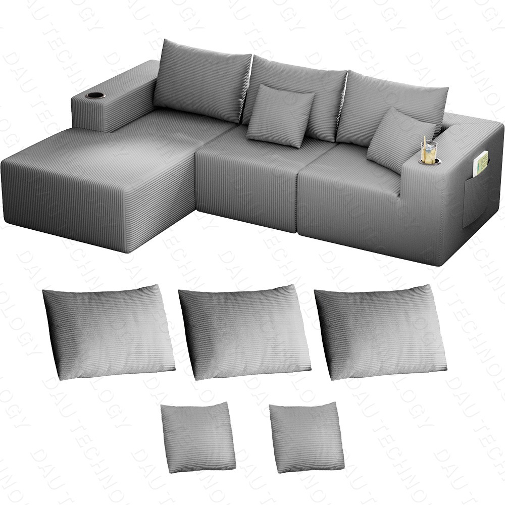 107" Modular Sectional Cloud Couch with Ottoman,Oversized Boneless Couch 3-piece gallery