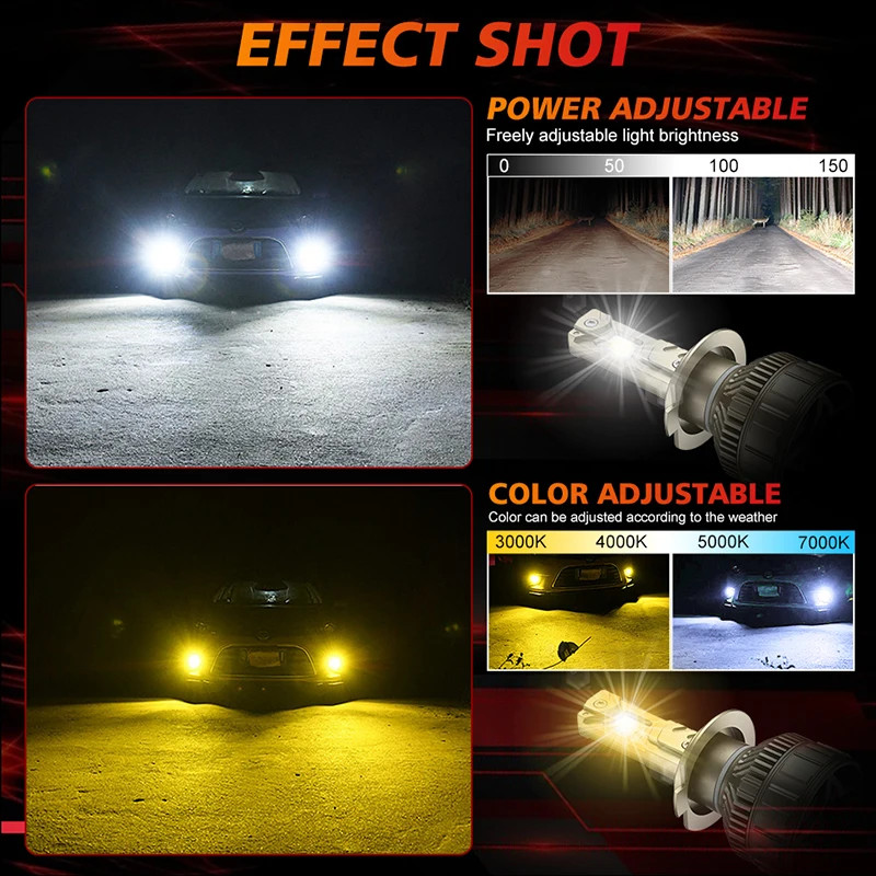 H4 LED Headlight Bluetooth APP Control Color 6000W H4 H7 LED H1 H11 LED Lights gallery
