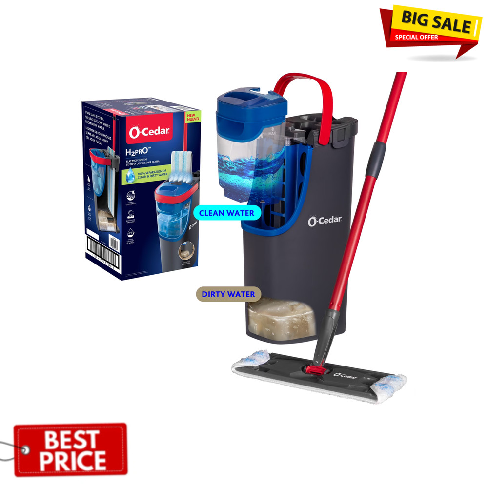 O-Cedar H2prO Flat Mop System Hands Free Bucket Wet Floor Cleaning Set