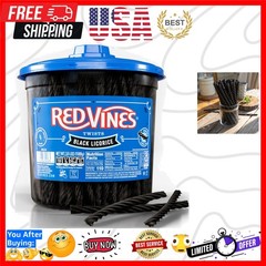 Red Vines Black Licorice Candy Black Licorice Soft Chewy Candy Twists 3.5 Lb Jar