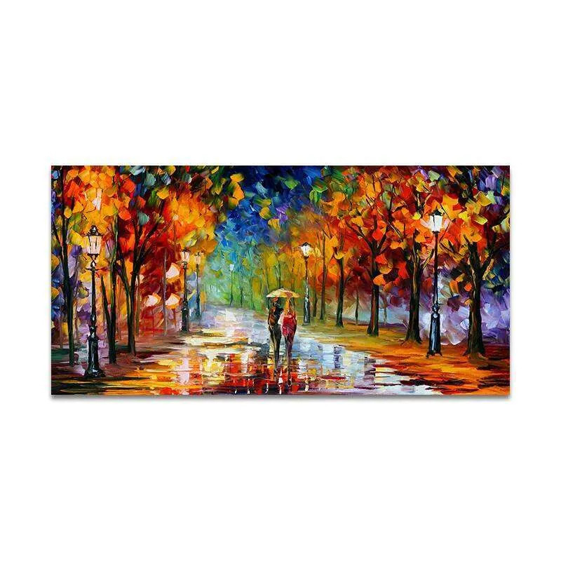 Colorful Abstract Canvas Prints Rainy Garden Landscape Posters Picture Wall Art gallery